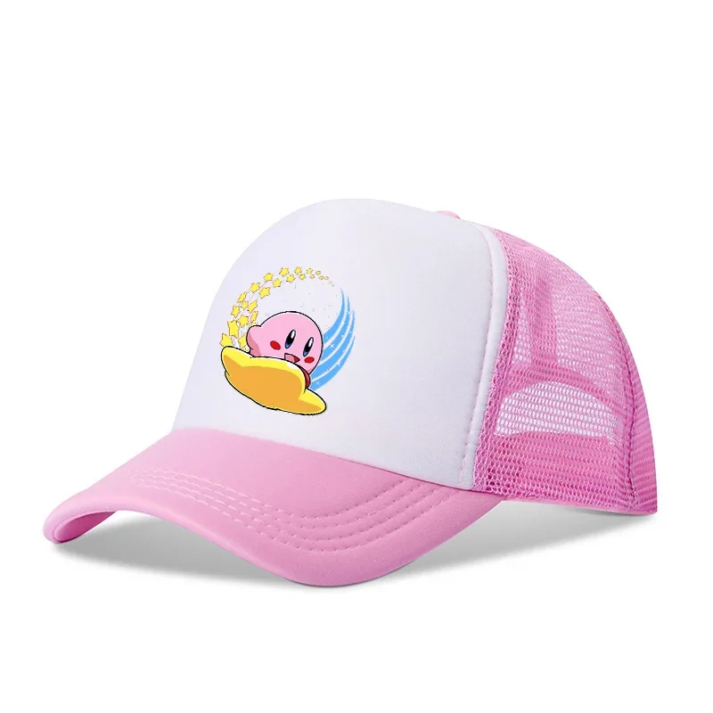 Kirbys boné de beisebol bonito anime chapéu de pico para crianças adulto verão respirável guarda-sol bonés moda casual acessórios meninas presente