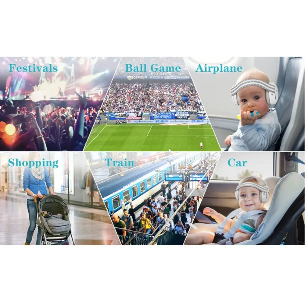 Convertible Design 2-in-1 Baby Ear Muffs Adjustable Band Comfortable Toddler Noise Reduction Earmuffs Noise-proof