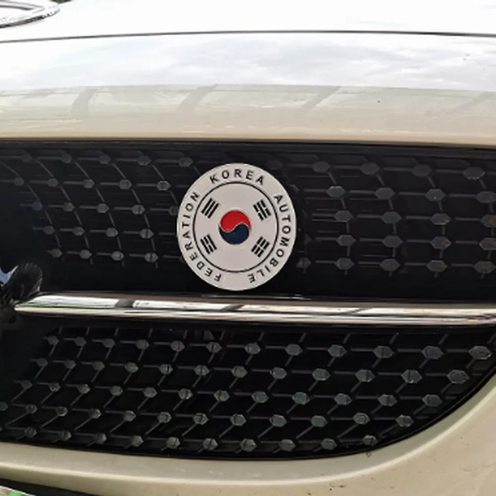 for JDM Style Car 3D Metal Front Grille Republic of Korea Flag Emblem Badge KOF Mini Cooper Accessories Countryman Clubman JAF