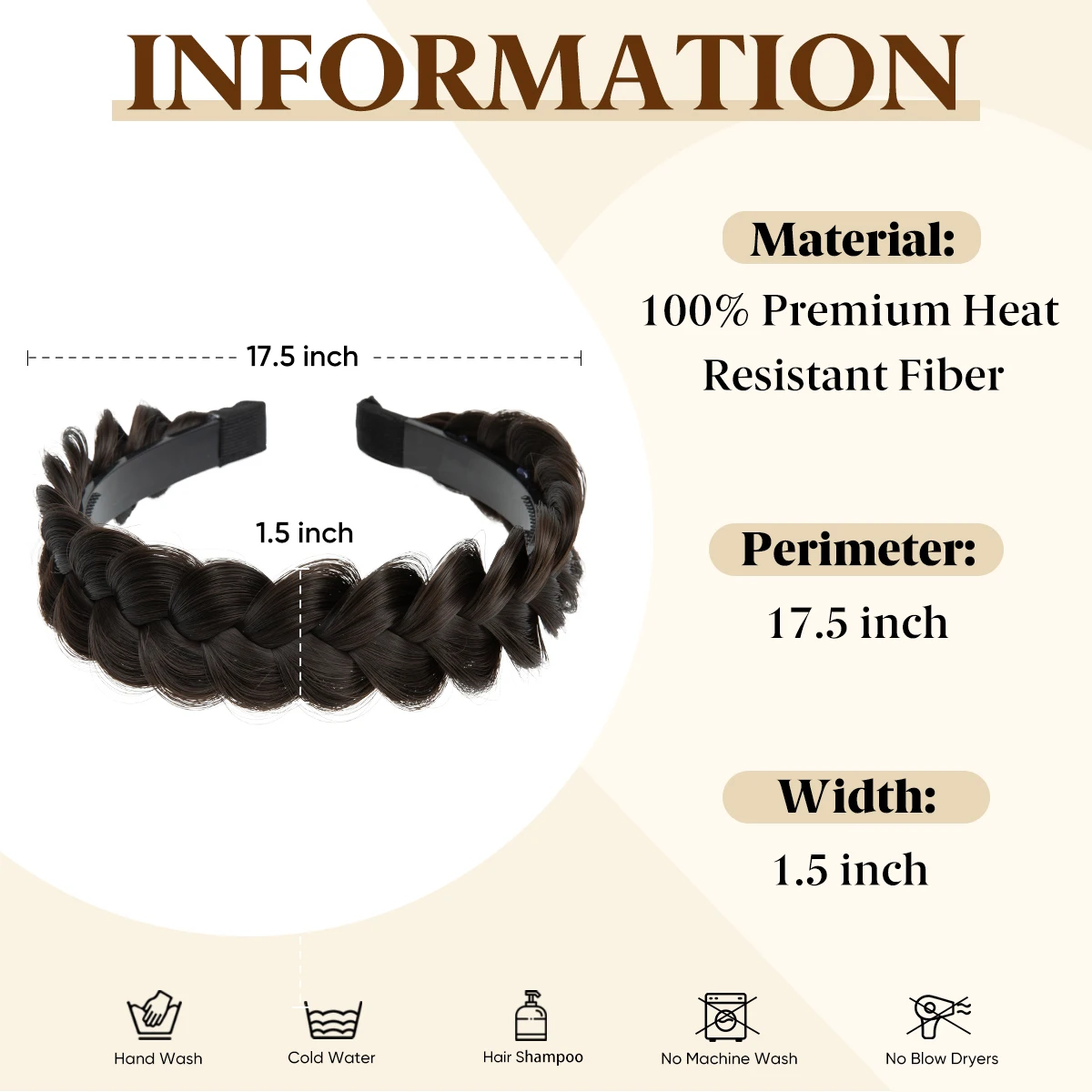SARLA High-Quality Synthetic Fiber Braided Headband Wig, Fishtail Braid Headband, Bohemian Style Women's Hair Accessory Wig, sui image 4