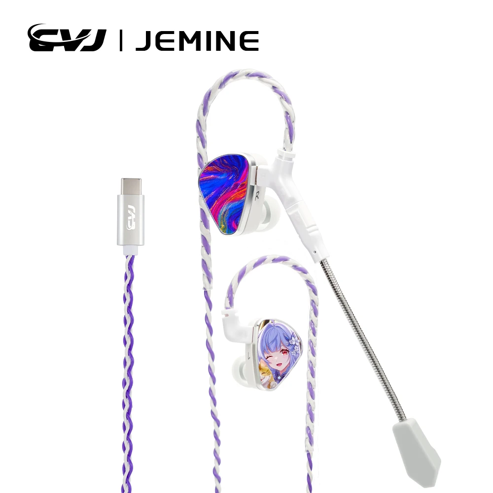 

CVJ JEMINE IN Ear Wired Gaming Earphones 1DD+1BA Driver Unit 3.5MM/Type-C Plug With Microphone Earphone Cable