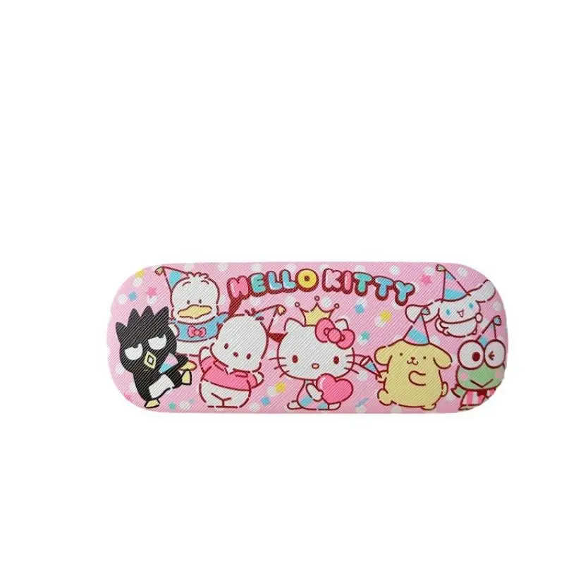 2024 Sanrio Glasses Case Kawaii HelloKitty Mymelody Kuromi Japanese Girl Cartoon PU Glasses Storage Box Children\'s Birthday Gift