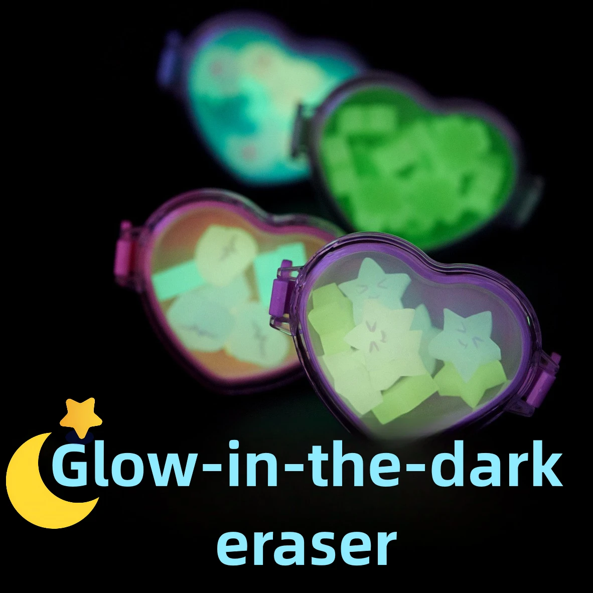 12 قطعة/الوحدة لطيف الكرتون Noctilucent ممحاة محاصر Kawaii القمر ستار البرسيم الحب شكل قلم رصاص المطاط طالب المدرسة القرطاسية هدية