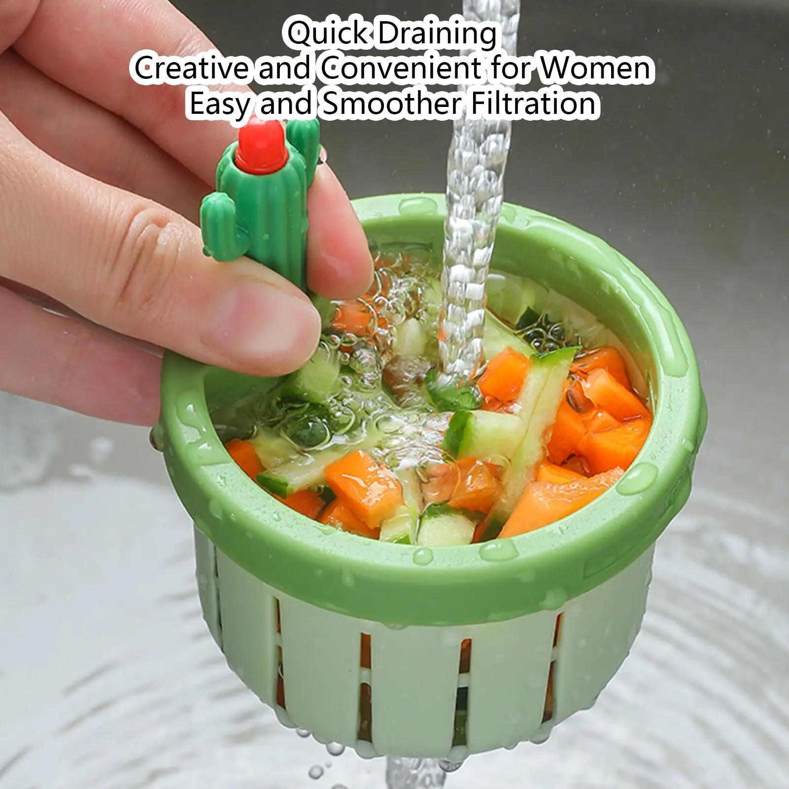 

1PC Cactus Sink Drain Strainer Press Automatic Dumping Basket Multi-functional Use Filter Net for Tub Kitchen Waste Collector