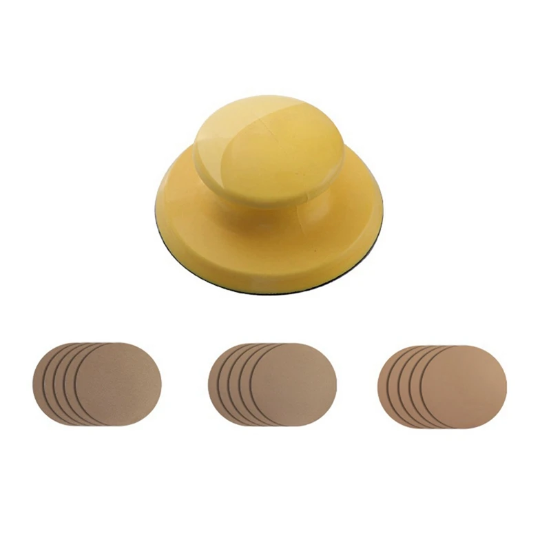 Sanding Disc Holder Sandpaper Backing Polishing Pad Hand Grinding Block With Sandpaper 80/120/240 Grit