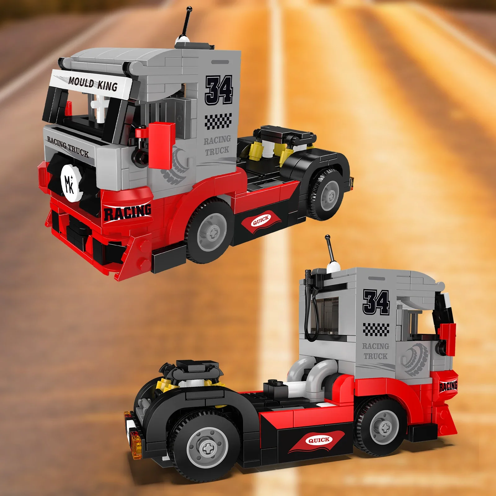 Mold King 24085 Racing Truck Bouwstenen Mini Truck Head Model Desktop Ornamenten Kinderen Montage Speelgoed Verjaardagscadeau 491 STKS