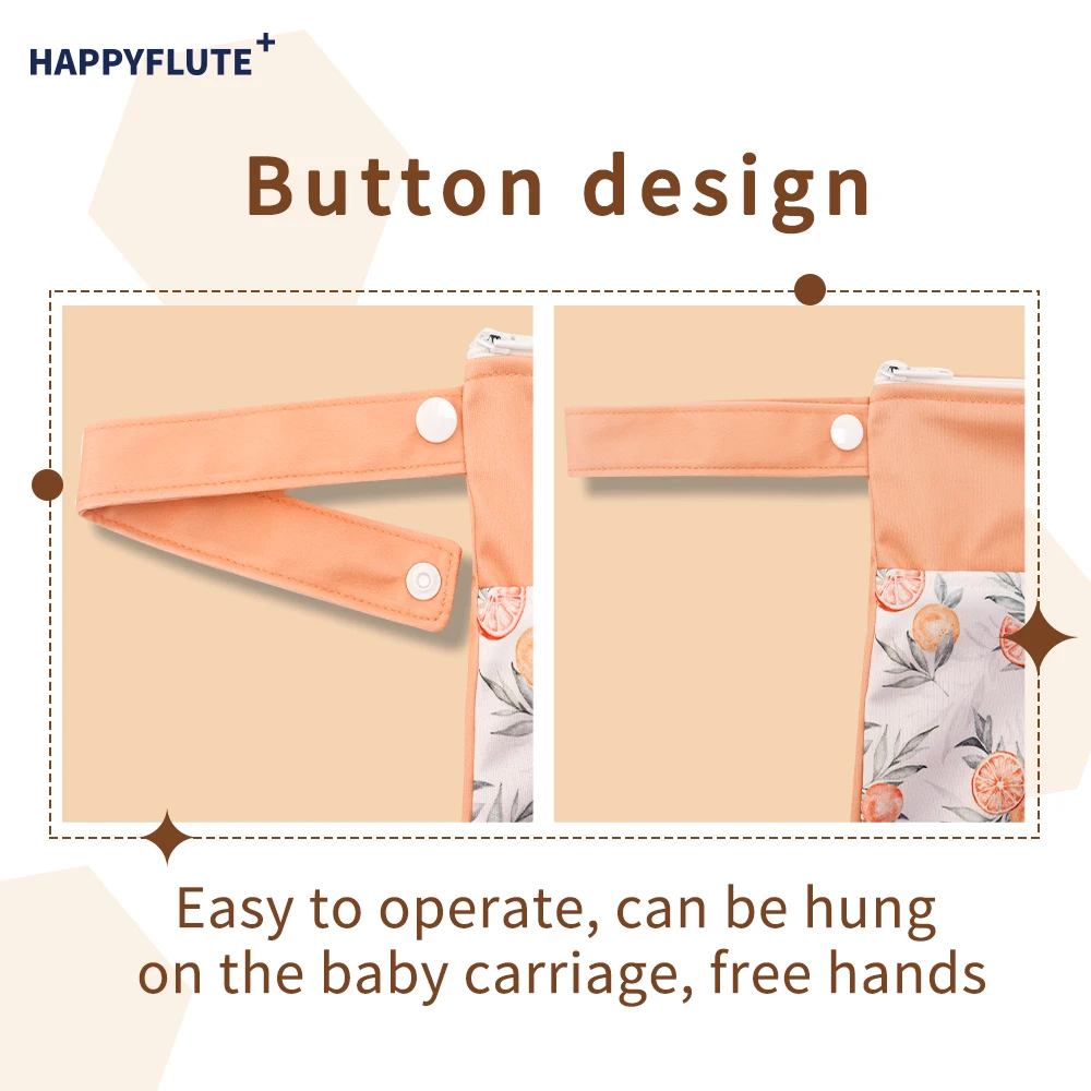 HappyFlute 30*40CM High Capacity 2pcs /set 2Pocket Wet/Dry Separation Bag Waterproof Cloth Diaper With Mummy Bag