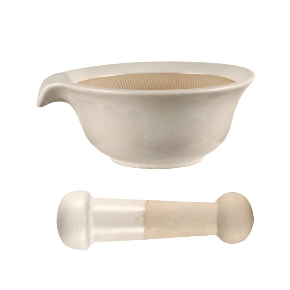 

Convenient Ceramic Grinding Bowl Rod Set Durable Multifunctional Rice Paste Bowl Manual Garlic Mortar Pestle Household