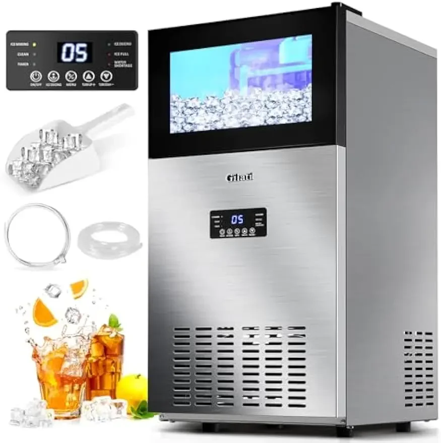 Upgraded Commercial Ice Maker Machine 130LBS/24H with 35LBS Storage Bin,15Inch Wide Ready in 11-20 Mins Under Counter/