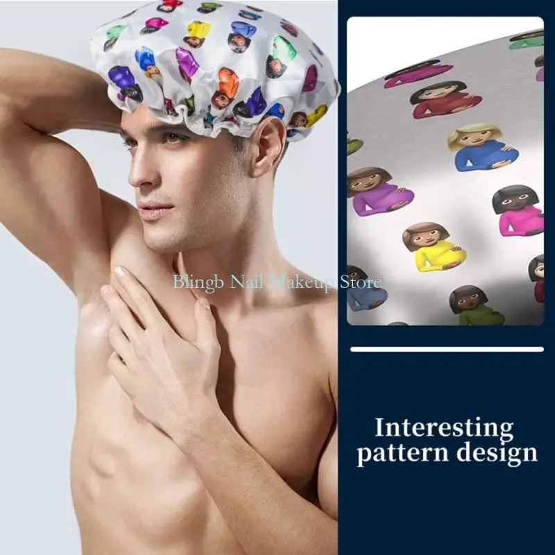 28TA Reusable Waterproof Shower Cap Soft Fabric Dry Hair Hat Comfortable Daily Use view 5