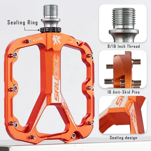 Imagen 2 del producto Pedales de bicicleta KRSEC de 3 rodamientos CNC ultraligeros BMX MTB pedales de bicicleta de carretera piezas de ciclismo de aleación de aluminio antideslizantes