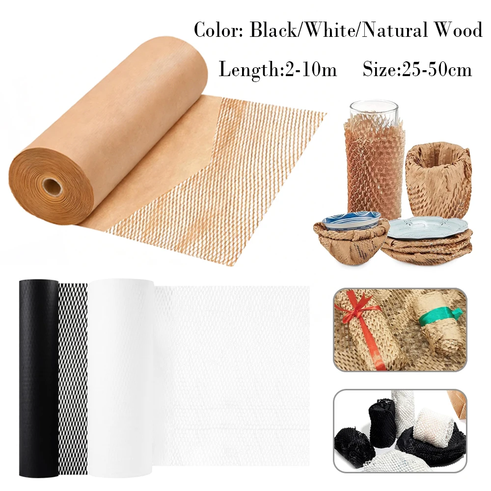 2-10M Honeycomb Cushioning Wrap Roll for Moving Shipping Packaging Gifts Recyclable Honeycomb Paper Supplies Bubble Paper Wrapp