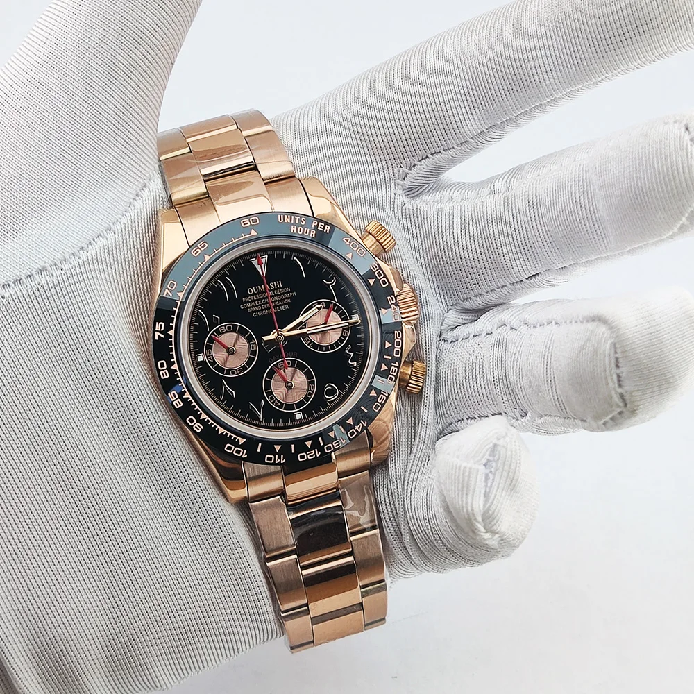 VK63 ساعة كوارتز رجالية 39.3 مللي متر ساعات الأعمال ساعة عربية رجالي ساعات فاخرة ساعة رجالية كرونوغراف VK63 مقاوم للماء