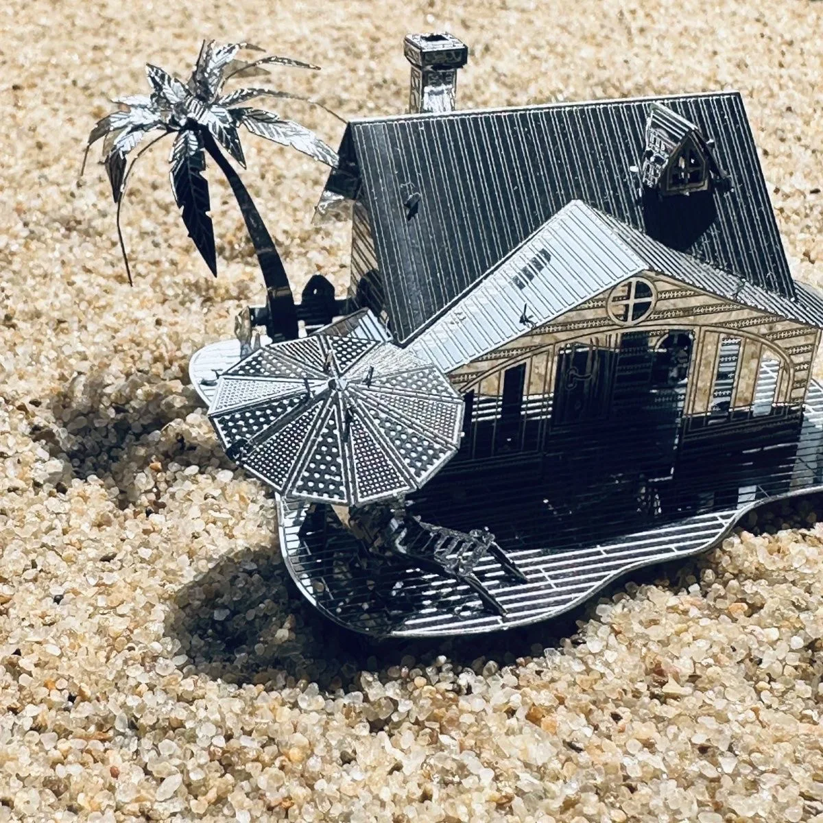 子供用3Dメタルパズルモデルキット,ビーチ用,レーザーカット,ジグソーパズルおもちゃ,DIY