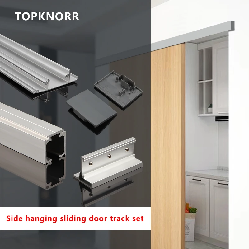 Side Mounting Sliding Door Rail Sliding Door Lifting Wheel Solid Wooden Door Side Hanging Rail Damping Roller Slide Rail 