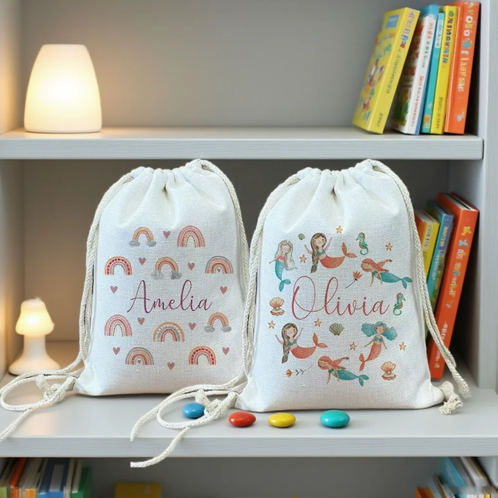 

Personalized Goodie Bag Drawstring Backpack Kids Gym Swimming Bag Birthday Baby Shower Party Kindergarten Gift Back To School