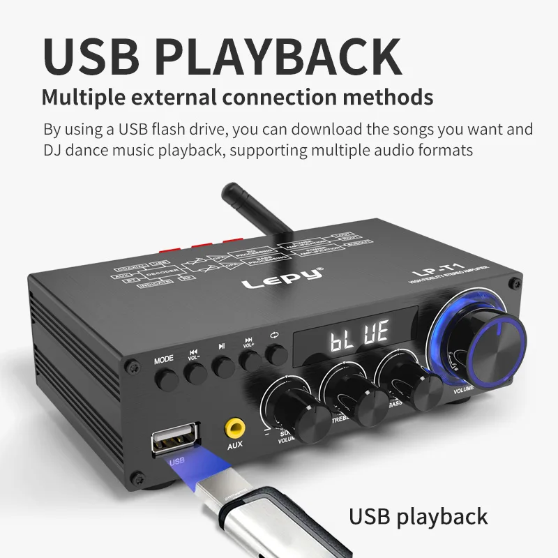 LEPY-T1 30Wx2 + 60W مكبر للصوت عالي الطاقة 2.1 قناة سوبر باس مضخم صوت بلوتوث 5.1 محوري USB وظيفة التحكم عن بعد