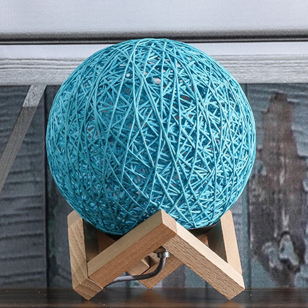 

Glamorous Bedroom Ball Table Lamp Warm Bulb Modern Rattan Shade USB Night Light Star Projection Galaxy Bamboo Wooden Frame Small