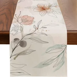 1pc Table Runner Watercolor Pink Floral Table Runner Restaurant Decoration Table Runner Wedding Holiday Party Table Accessories