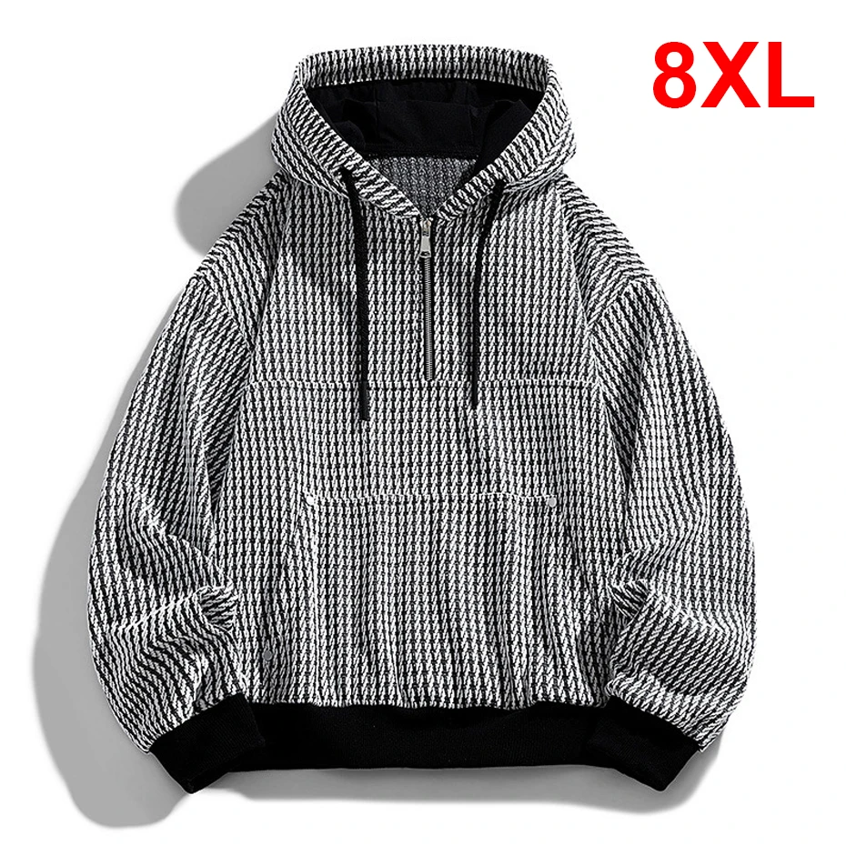 Spring Autumn Knitted Hoodie Men 8XL Plus Size Hoodie Male Fashion Casual Hooded Pullover Male Big Size 8XL