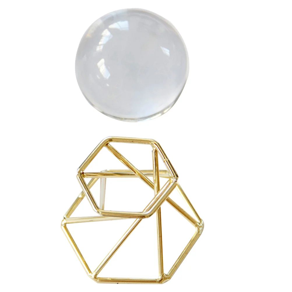 

Clear Glass Ball Crystal Sphere Decorative Desktop Ornament Alloy Stand Home Office Decoration Photography Prop Gift