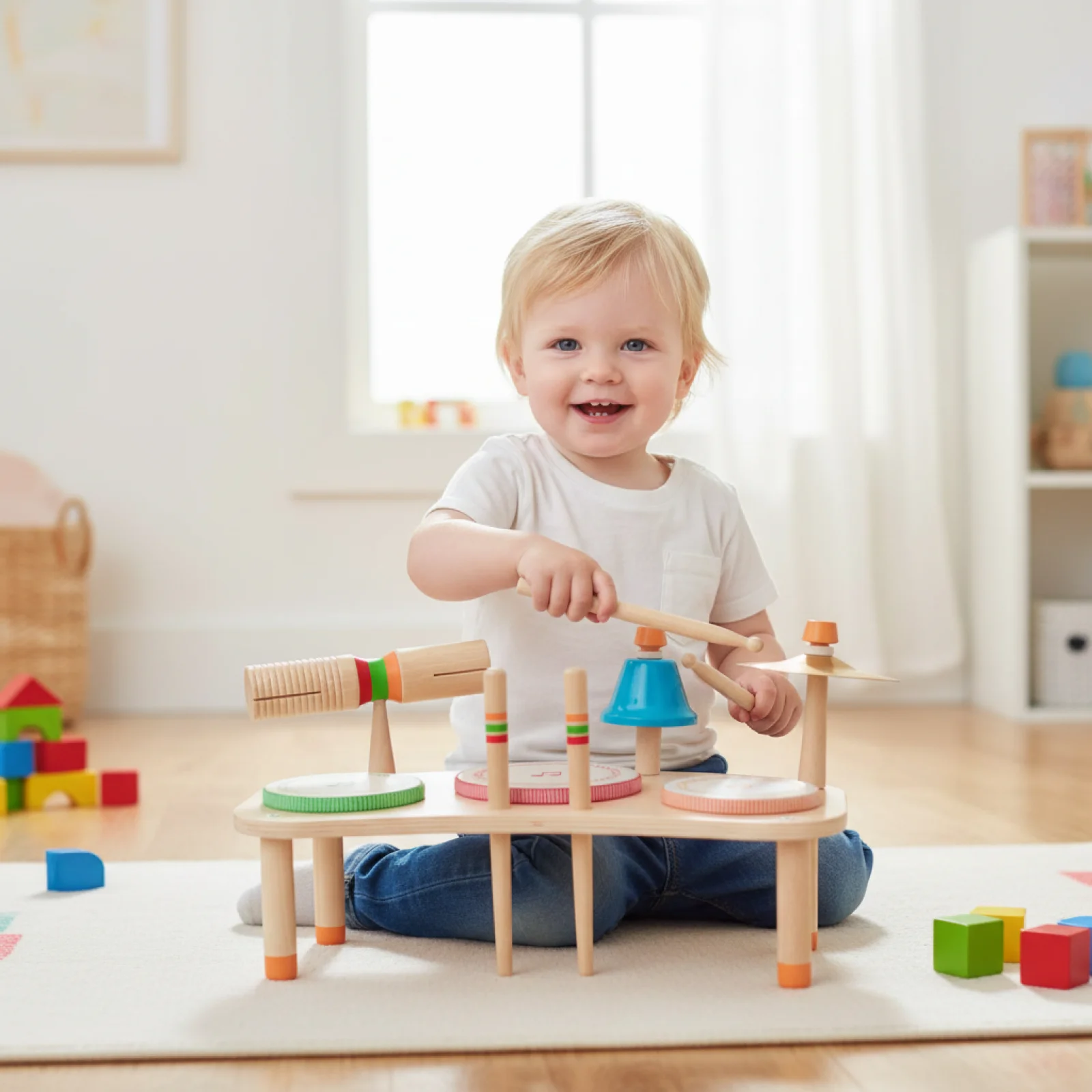 Kids Drum Set Preschool Learning Developmental Fine Motor Skill Musical Toys