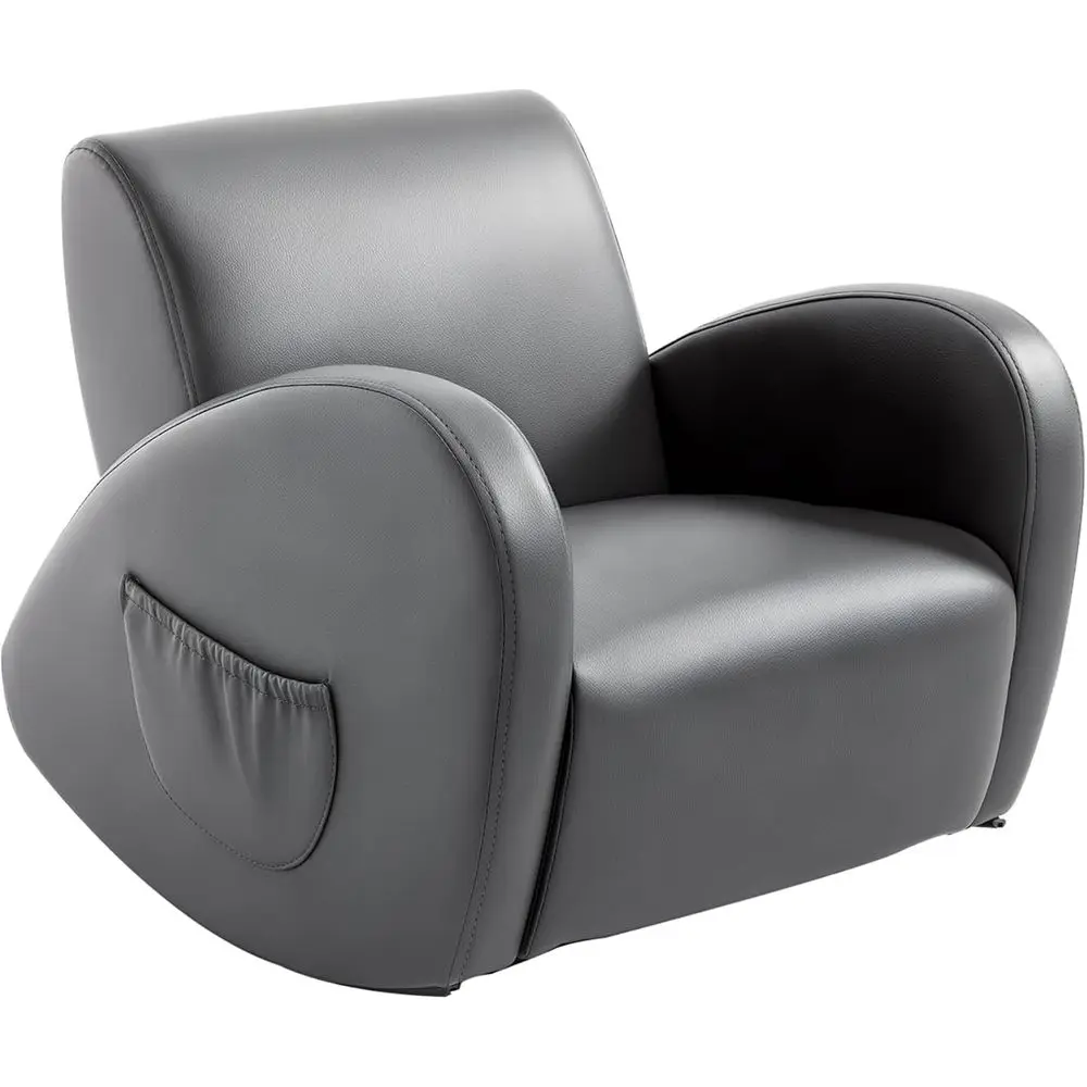 

Кресло-качалка для малышей с боковым карманом, серое кресло из искусственной кожи