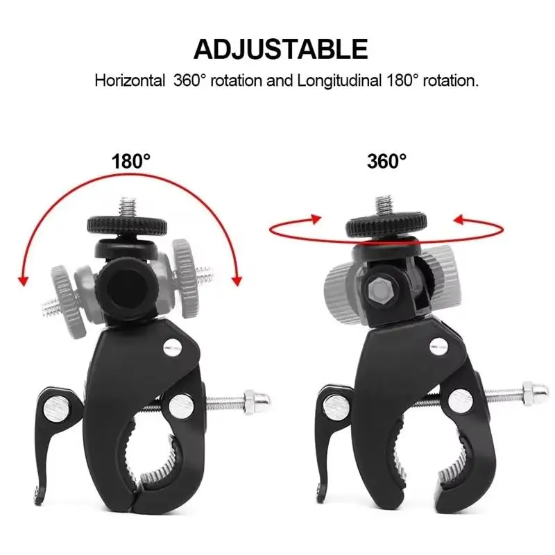 Bicycle Clamp 360 Degree Rotating 1/4 Camera DV Bike Handlebar Bracket Tripod Mount Screw Clip For Hero 13 12 11 Universal