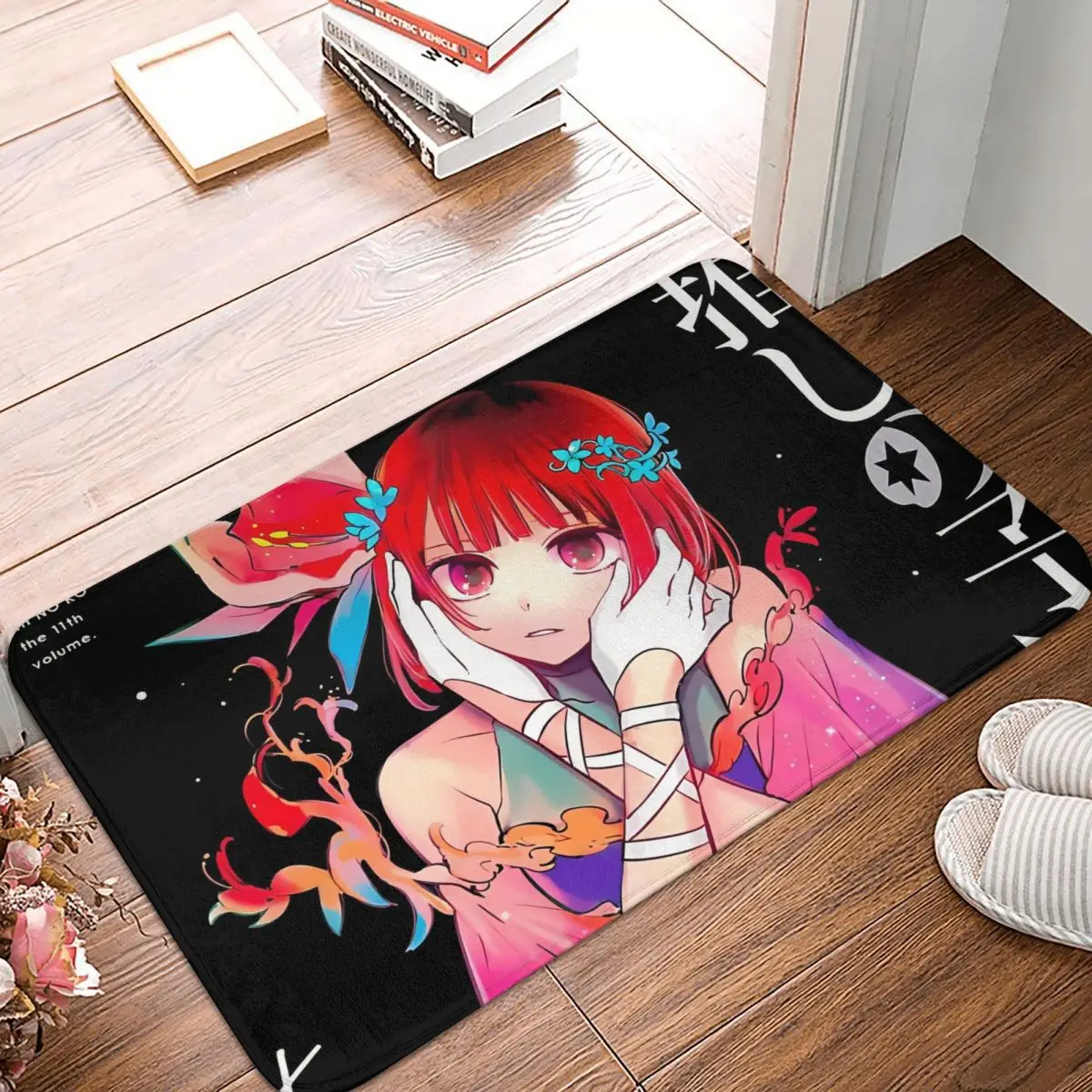 Red Hair Oshi No Ko Hoshino Rubii Akuamarin Non-slip Doormat Carpet Living Room Kitchen Mat Outdoor Home Pattern