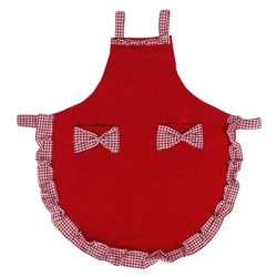 Cute Vintage Women Apron Bowknot Lace Decoration With Pocket For Kitchen Cooking Supplies