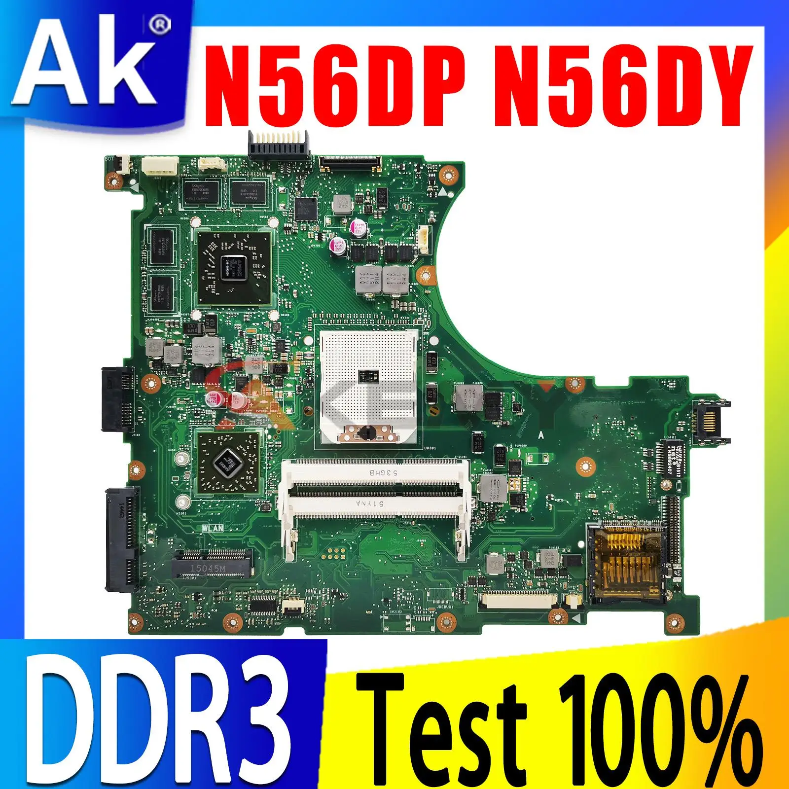 N56DP Laptop Motherboard For ASUS N56D N56DP N56DY R501DY N56DYA 60-NQOMB1002-C03 Note Mainboard AMD 216- 0834065   100 % Testarbeit