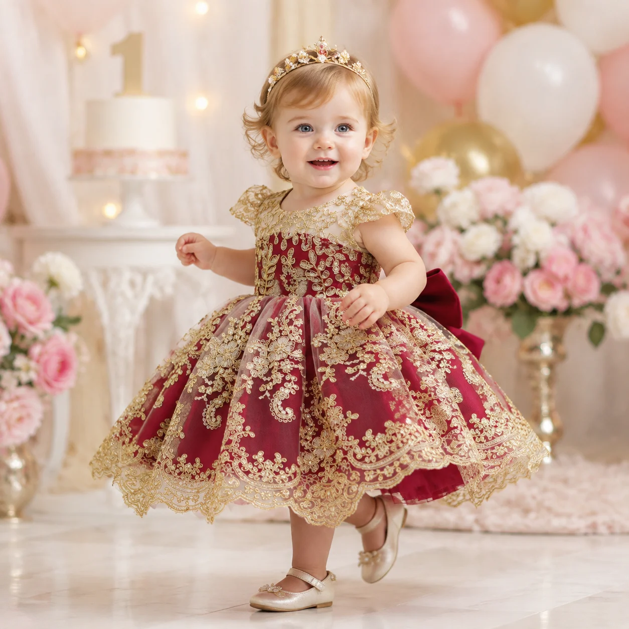 0-5 Years Old Toddler Baby Girl First Birthday Party Dress Elegant Girl Dress Up for Party Dress Baby Christmas Outfit