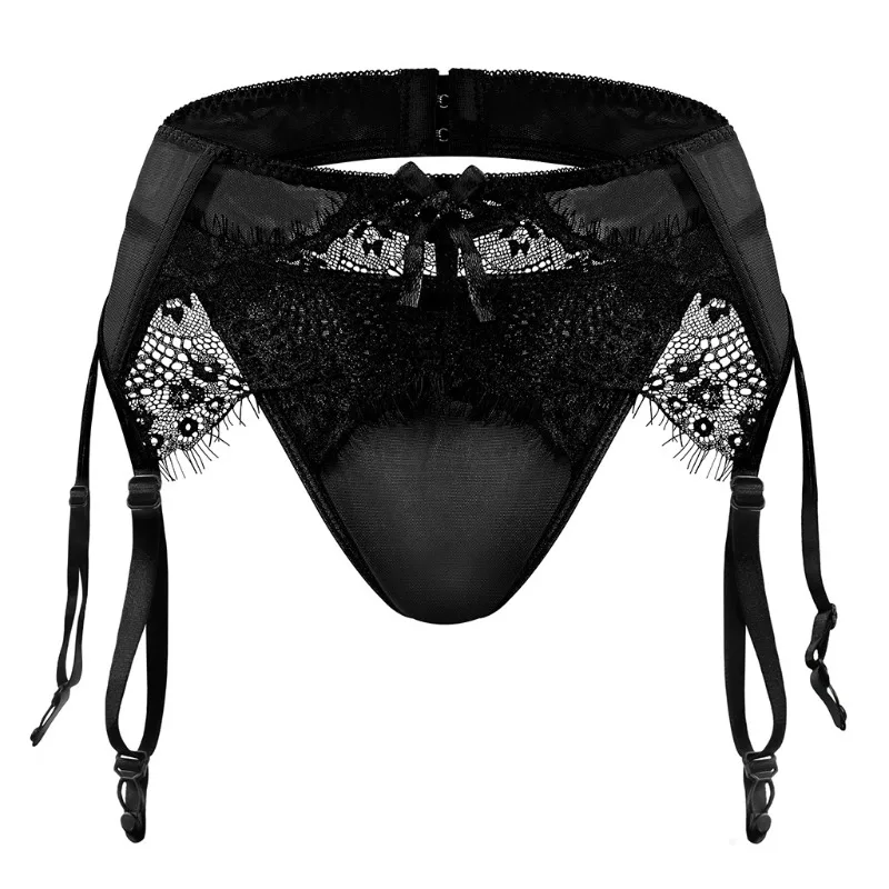 

Men's Frilly Skirted Sissy Lace Thongs Panties Low Waist G-string Garter Belt Crossdressing Lingerie Underpants Gay Nightwear