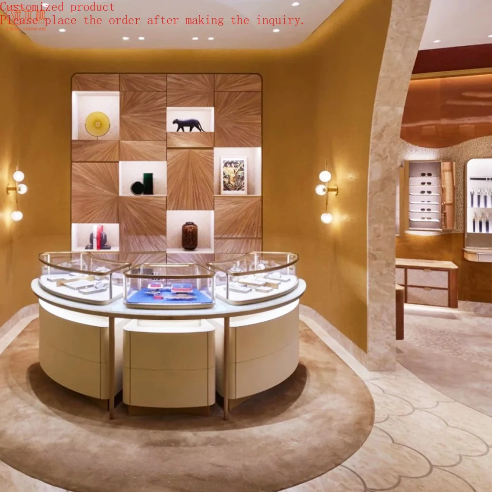 

Modern Shop Jewelry Showcase Furniture Custom Commercial Jewelry Display Cases Design Counter Desk for Jewellery Showroom
