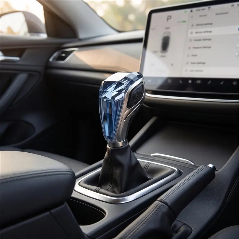 A11M-Car R13524 Modified Shift Knob 6Speed Gear Shift Knob Lever Universal Car Crystal Multicolor LED Light Handball