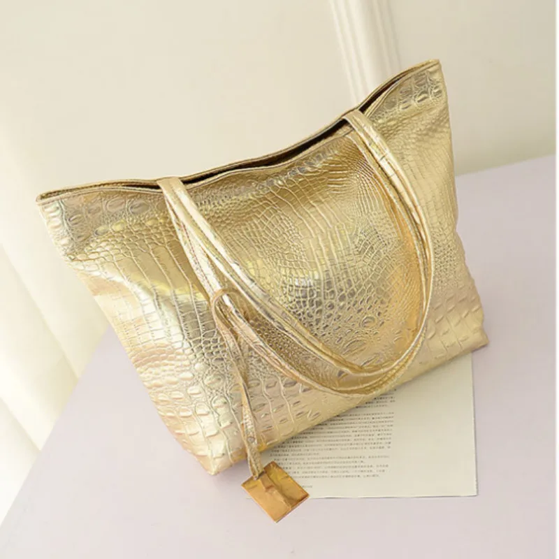 

Brand Fashion Casual Women Shoulder Bags Gold Crocodile Handbag Leather high-capacity Female Tote Bag Ladies Hand Bags Sac