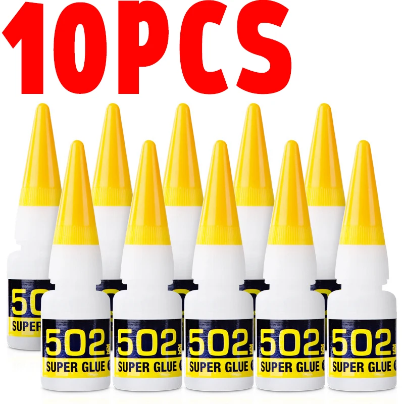 

10Pcs Instant Quick-drying Cyanoacrylate Adhesive Strong Bond Fast Leather Rubber Metal 8g Office Supplies 502 Super Glue