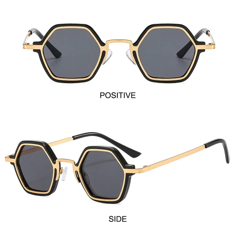 Hip Hop Small Polygonal Sunglasses Trendy Unisex Y2K Punk Shades UV400 Protection Driving Eyewear for Women & Men