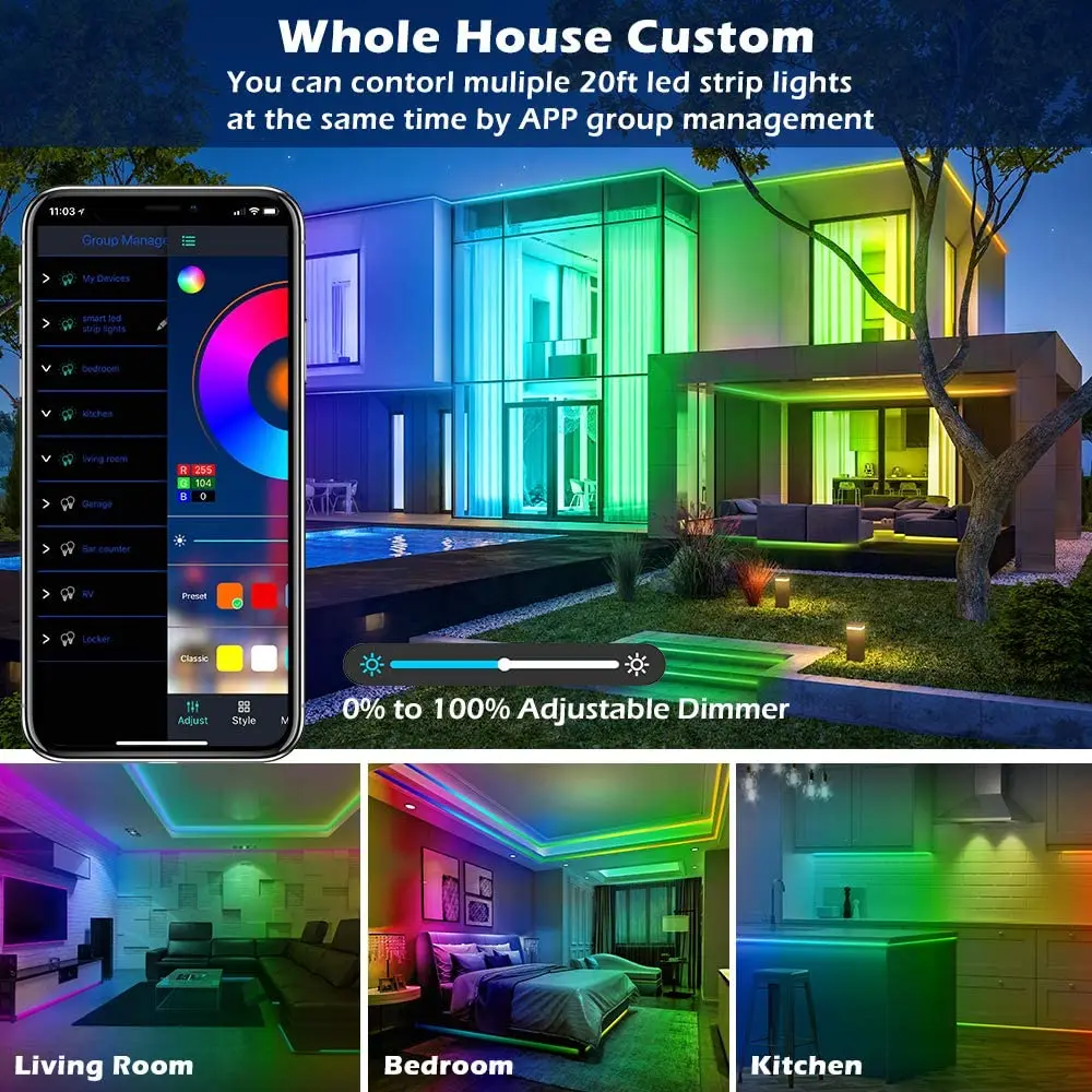 Neonowa taśma oświetleniowa RGB Bluethoot Smart 32.8F/10M LED Lights TV Light Room Lighting Tape Elastyczna lina świetlna Dekoracja do pokoju