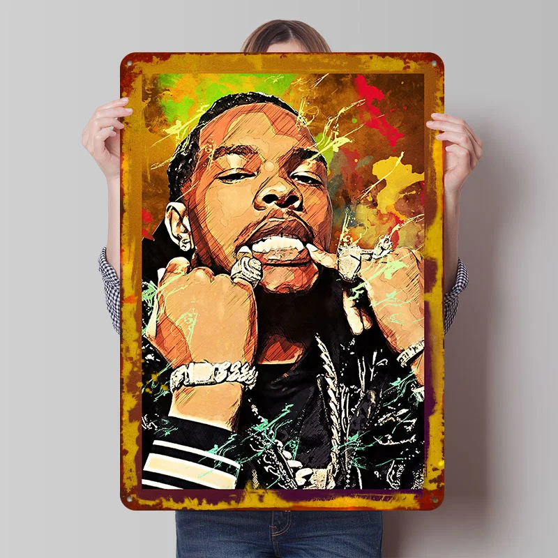 Lil Baby Poster Customized Vintage Metal Signs Wall Art Retro Tin Plaque for Interior Decoration Living Room Decor Men Wand Deko