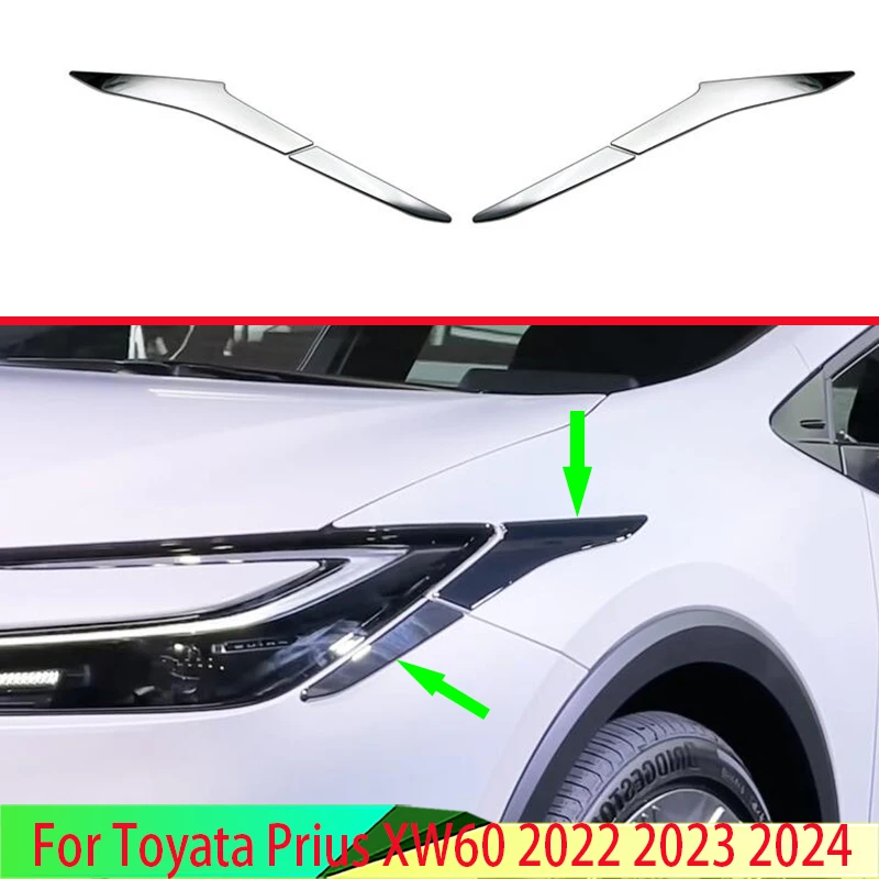 For Toyata Prius XW60 2022 2023 Car Accessories ABS Chrome Front Head Light Headlight Lamp Cover Trim Molding Frame