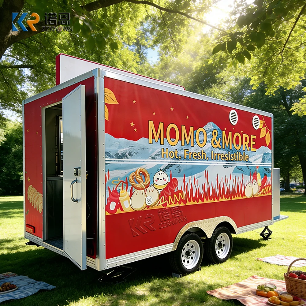

Vending Trailer Mobile Kitchen Food Truck Electric Hot Dog Cart Concession Food Van Mobile Restaurant Outdoor BBQ