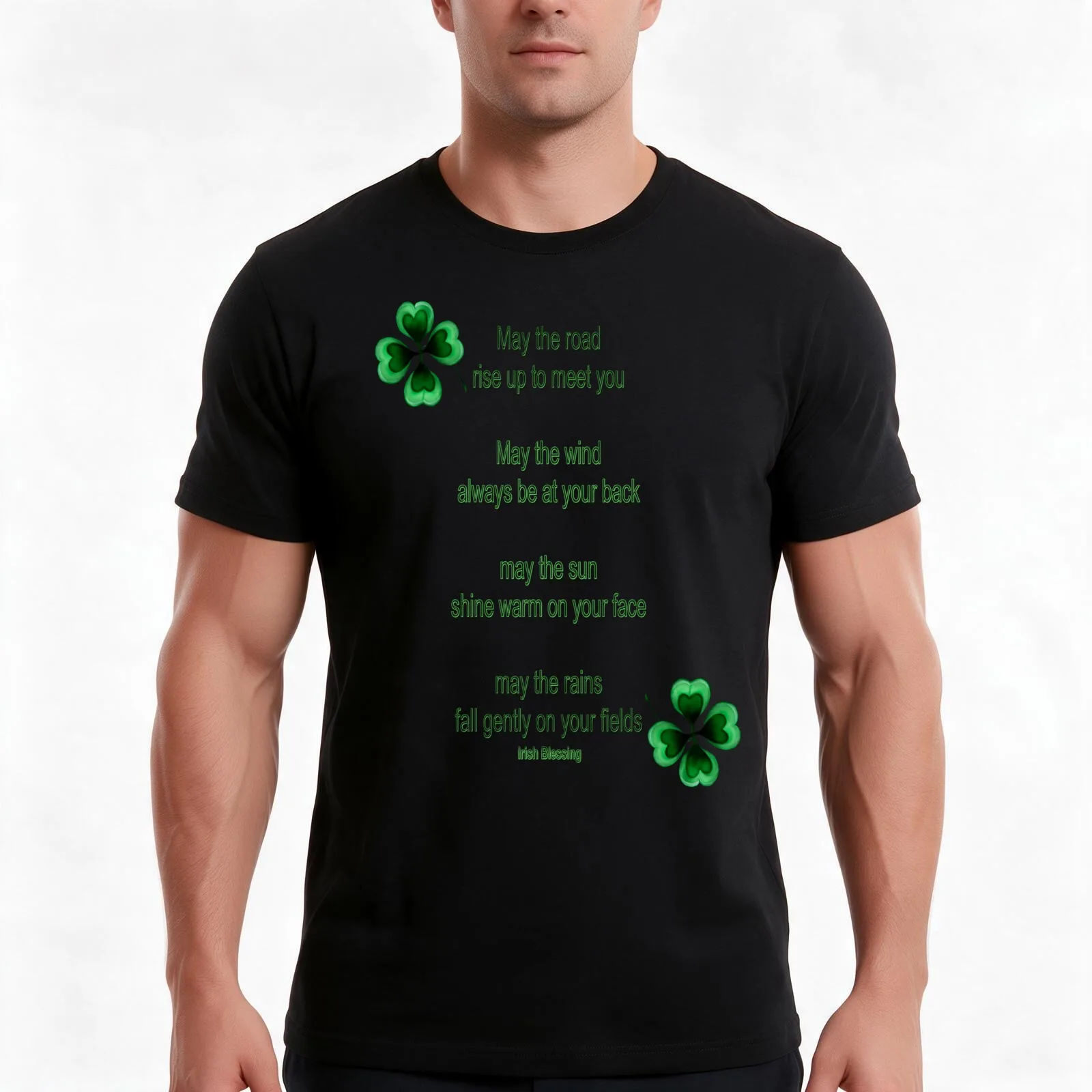 Irish Blessing T-Shirt, Summer Casual Cotton Tee, Oversized Streetwear Tops, Vintage Graphic Print, Loose Fit Short Sleeve