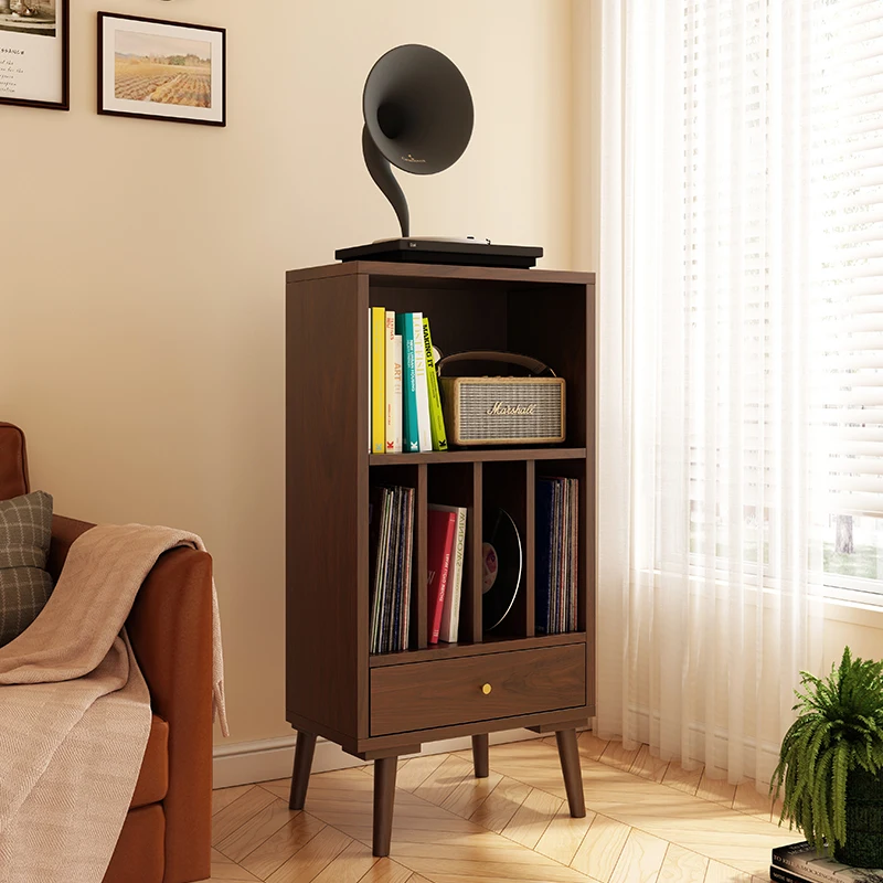 Solid wood record cabinet CD rack storage