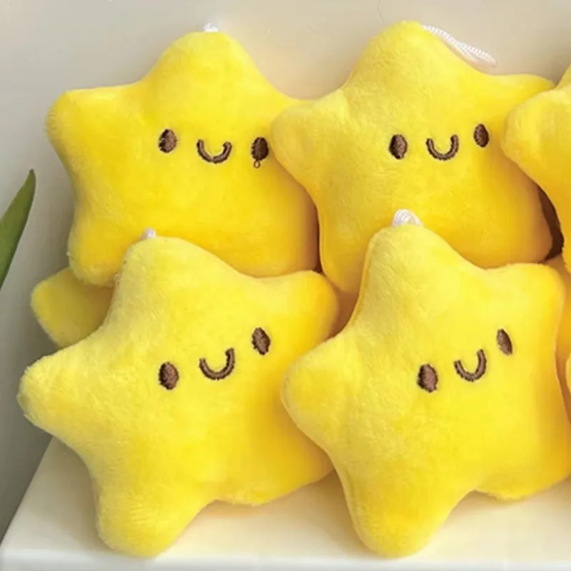 Cute Stars Plush Toy Keychain Girls Fluffy Soft Cute Backpack Bag Pendant Practical Mini Yellow Keychain Charms Keychains Gifts image 3