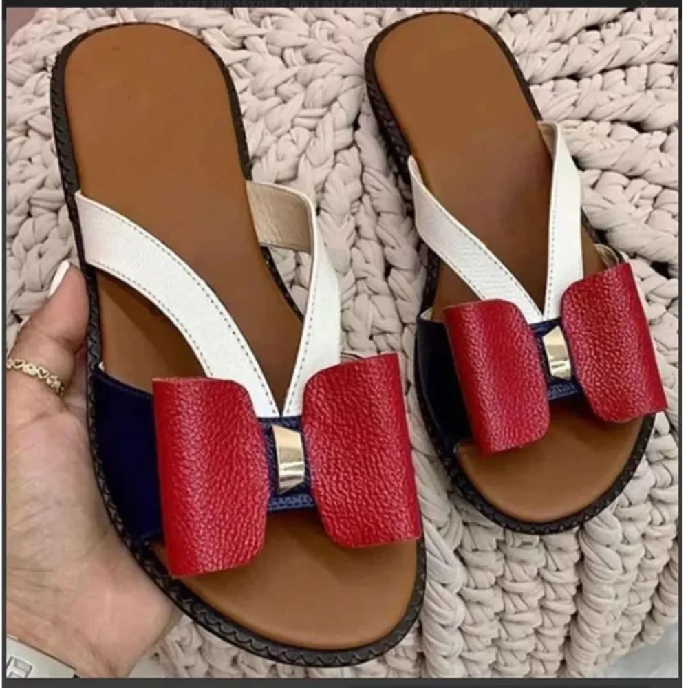 Sandalias De diseñador con nudo De mariposa para Mujer, Zapatos planos De lujo, Chanclas De verano