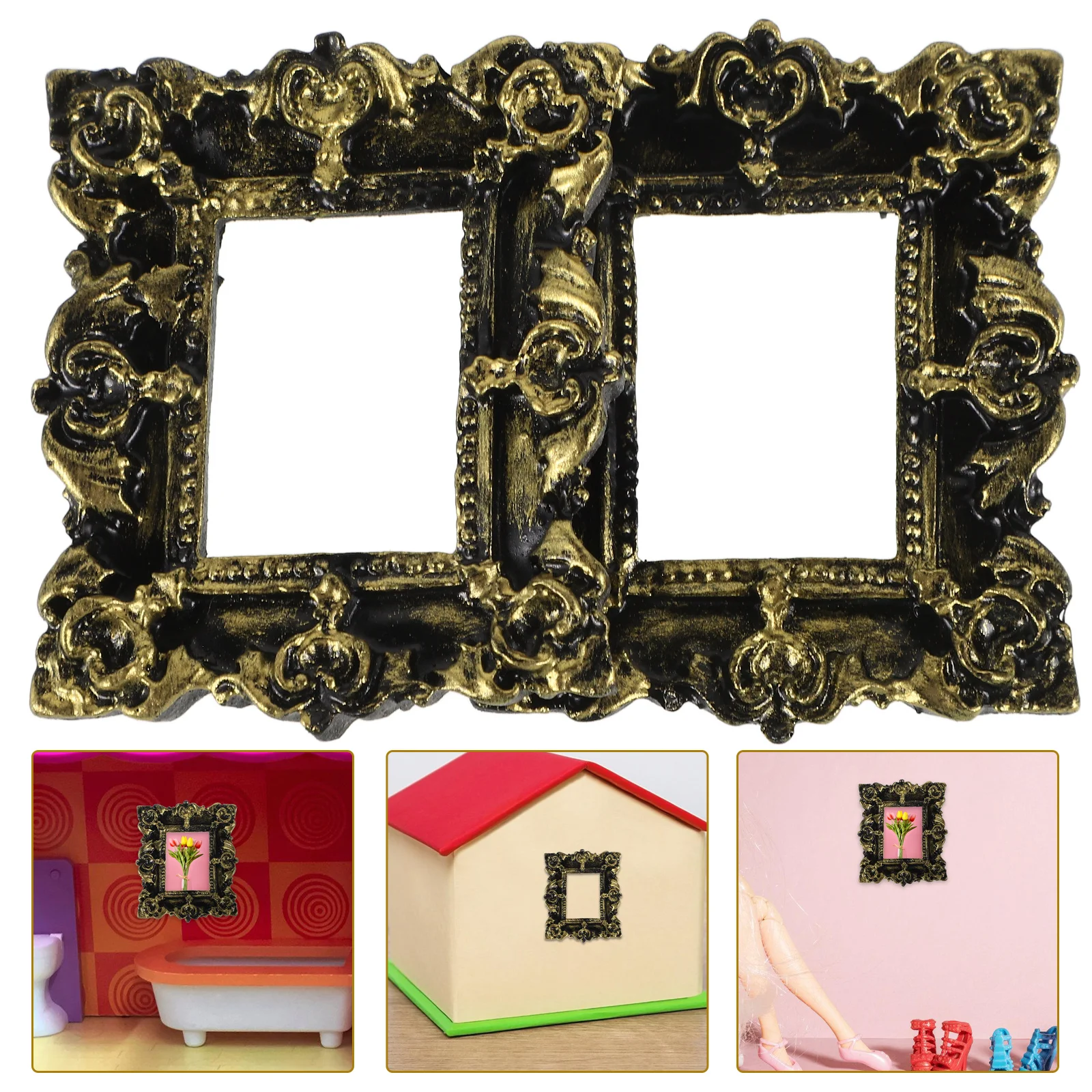 

2 Pcs Mini Picture Frame Vintage Resin Decorative Small Photo Frame for Home Wall Display Retro nament Lightweight