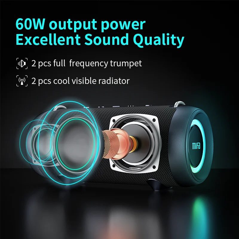Mifa – haut-parleur Bluetooth A90, puissance de sortie 60W, avec amplificateur de classe D, excellente performance des basses, pour le camping
