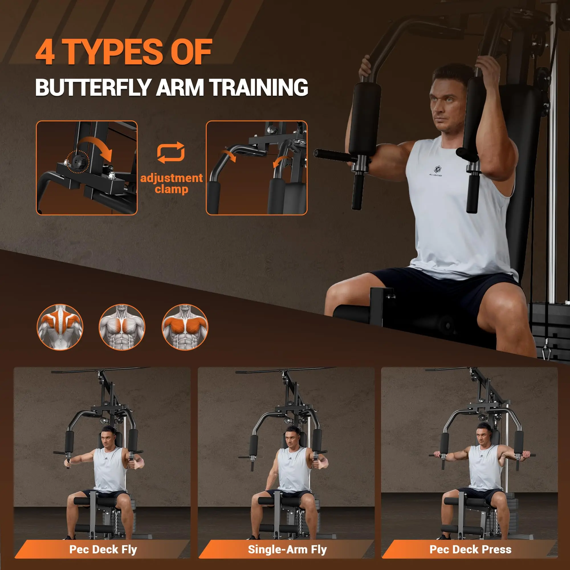Home Gym Equipment, Multifunctional Workout Station with 100LBS Weight Stack, Home Gym Machine for Full Body Traning