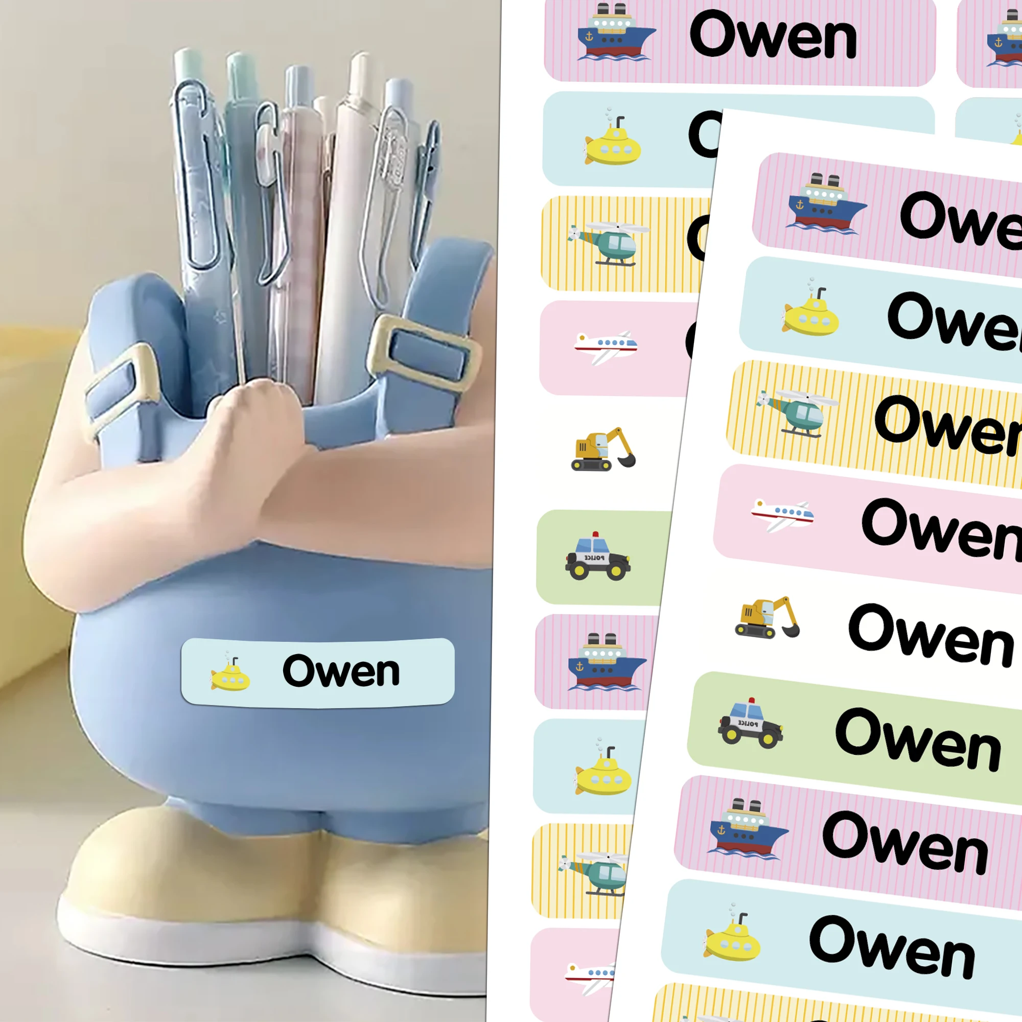 Personalisierte Namensschilder, Aufkleber, Fahrzeug, wasserfest, individuell, Kawaii, für Kinder, Schule, Schreibwaren, Aufkleber, personalisiertes Namensschild